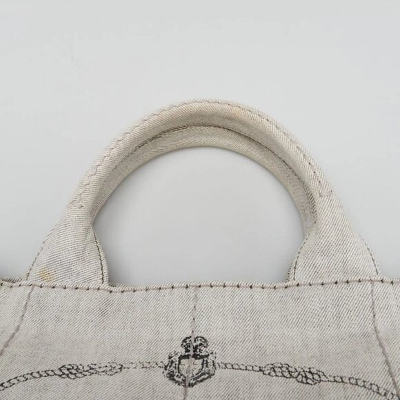 Prada Grey Canapa Denim Logo-Print Medium Tote Bag - Picture 4 of 10